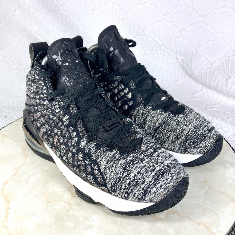 Nike Lebron 17 High Top Basketball Shoes Youth 5.5 Black Gray Athletic Sneakers